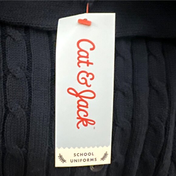 Girls Navy Blue Cable Knit Uniform Cardigan Sweater Crew Neck Button Up S M L XL - Picture 5 of 12